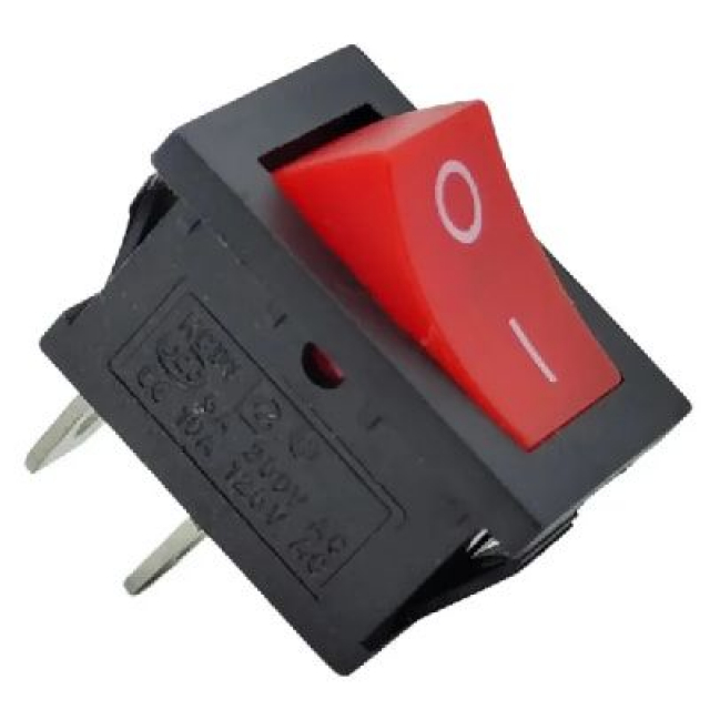 Перемикач KCD1-101 R чорний з червоною клавішою (250В/6А, IP20)